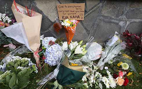 flowers at Christchurch Botanic Garden after shootings-getty